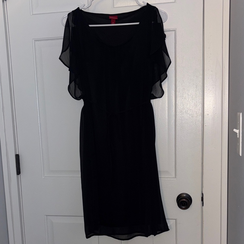 Merona Elegant Black Flutter Sleeve Midi Dress